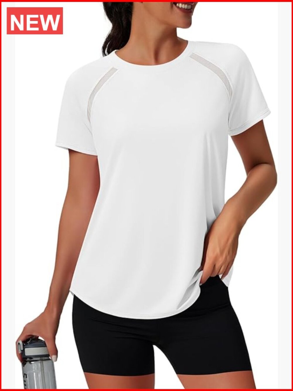 UPF 50+ UV Protection Short Sleeve Workout Top with Mesh Panels